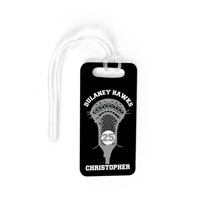 Guys Lacrosse Bag/Luggage Tag - Custom Number Stick Head