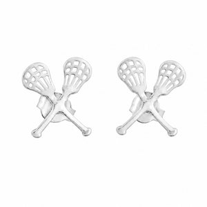 Livia Collection Sterling Silver Crossed Lacrosse Sticks Post Earrings