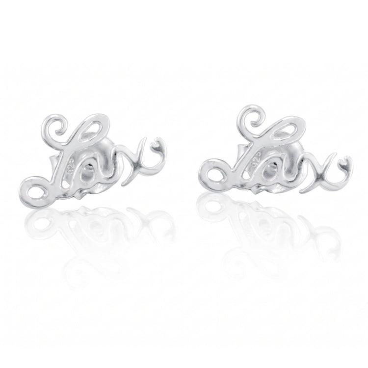 Livia Collection Sterling Silver Lacrosse Script Post Earrings