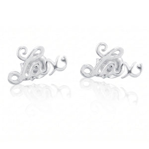 Livia Collection Sterling Silver Lacrosse Script Post Earrings