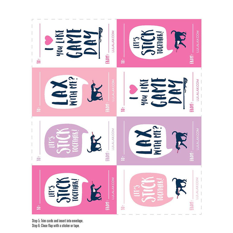 Girls Lacrosse Valentine's Day Cards