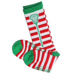 Lacrosse Woven Mid-Calf Socks - Stripes (Red/White)