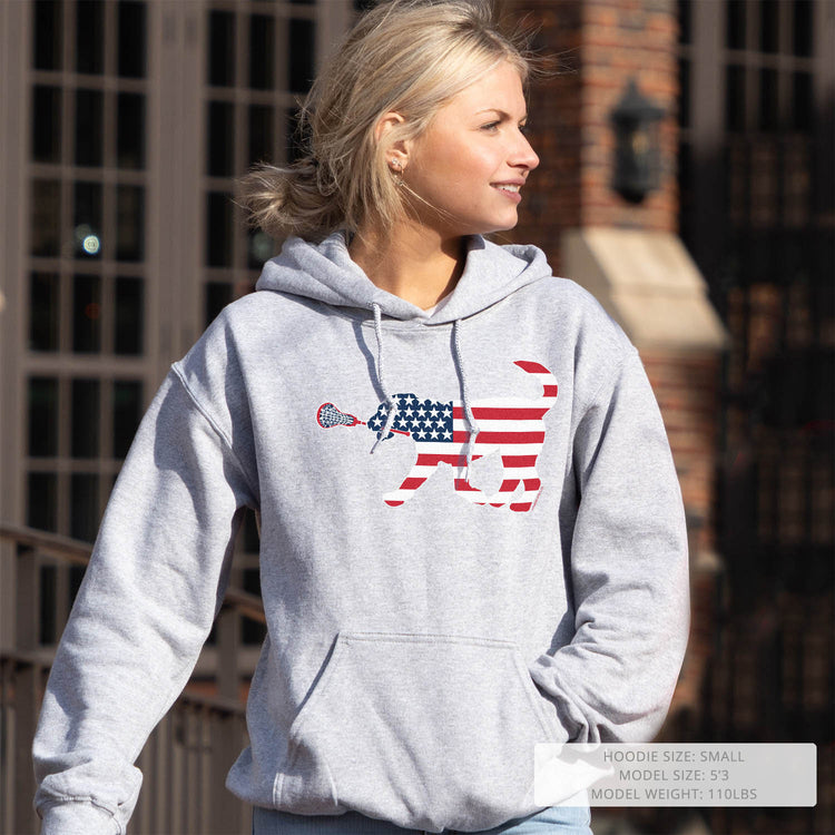 Girls Lacrosse Hooded Sweatshirt - Patriotic LuLa the Lax Dog