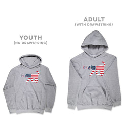 Girls Lacrosse Hooded Sweatshirt - Patriotic LuLa the Lax Dog