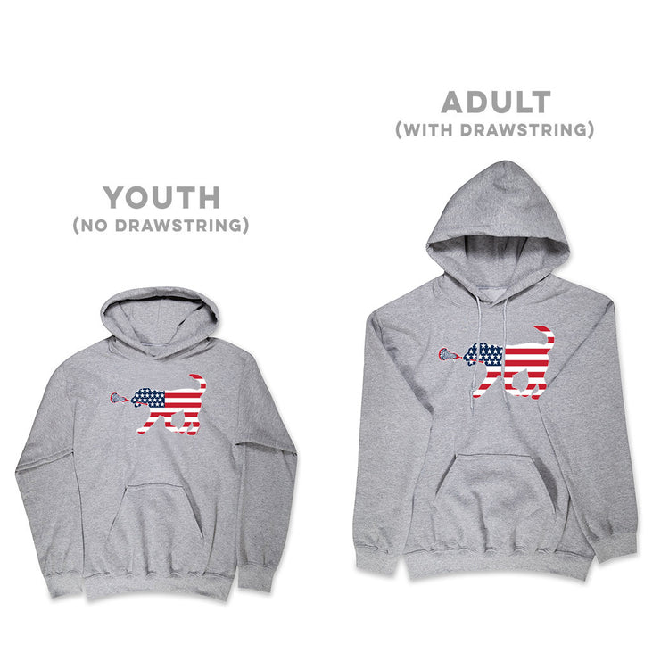 Girls Lacrosse Hooded Sweatshirt - Patriotic LuLa the Lax Dog