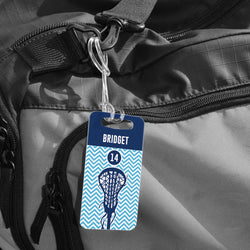 Girls Lacrosse Bag/Luggage Tag - Chevron Name and Number