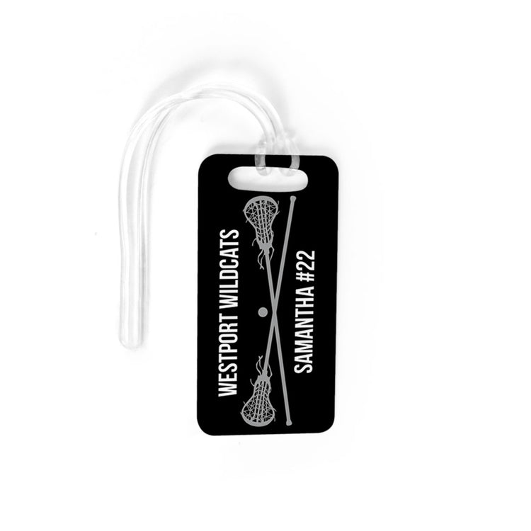 Girls Lacrosse Bag/Luggage Tag - Personalized Text with Crossed Sticks