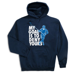 Guys Lacrosse Hooded Sweatshirt - My Goal Is To Deny Yours Defenseman [Adult XXX-Large/Navy] - SS
