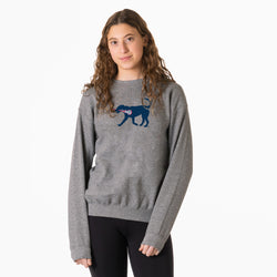 Girls Lacrosse Crewneck Sweatshirt - LuLa The LAX Dog (Blue)