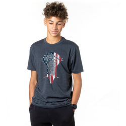 Guys Lacrosse Short Sleeve T-Shirt - Patriotic Stick