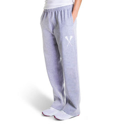 Girls Lacrosse Fleece Sweatpants - Crossed Sticks [Gray/Adult Small] - SS