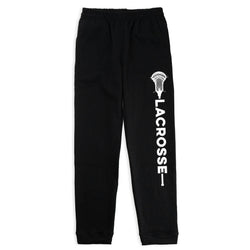Guys Lacrosse Fleece Sweatpants - Guys Lacrosse Word [Black/Youth Large] - SS