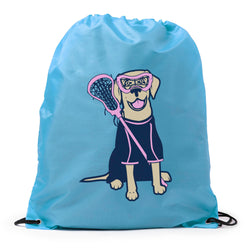Girls Lacrosse Drawstring Backpack - Lily The Lacrosse Dog
