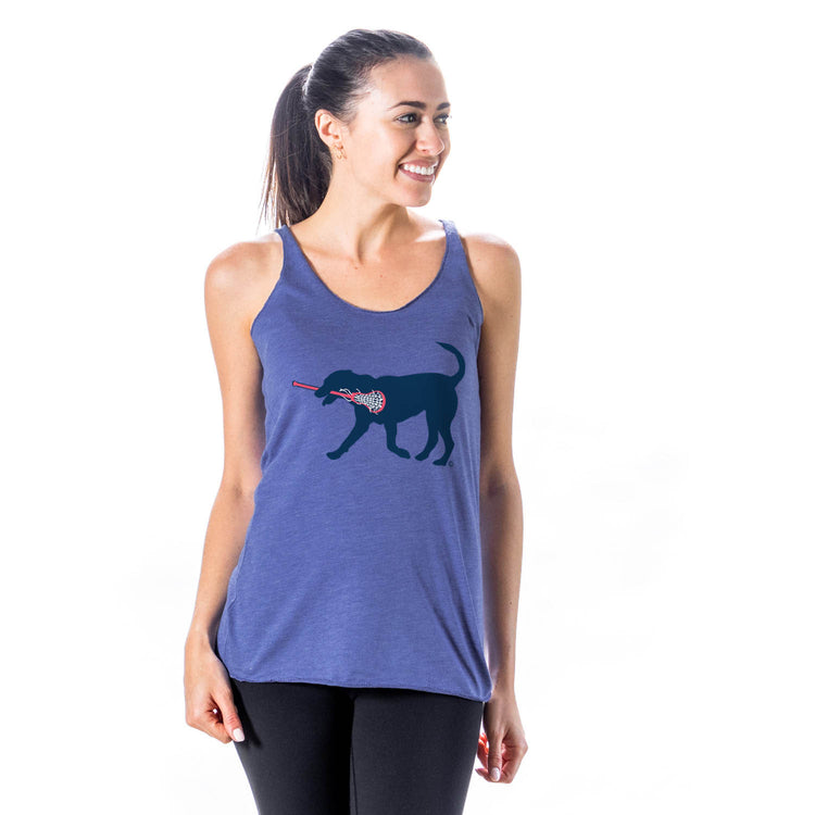 Girls Lacrosse Women's Everyday Tank Top - LuLa The Lax Dog Blue