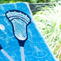 Guys Lacrosse Premium Beach Towel - Blue Crossed Sticks