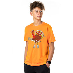 Guys Lacrosse Short Sleeve T-Shirt - Top Cheddar Turkey Tom [Orange/Adult Small] - SS