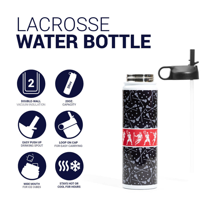Guys Lacrosse Water Bottle - Lacrosse Pattern