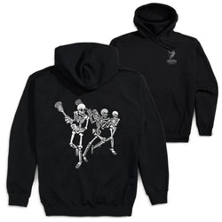 Guys Lacrosse Hooded Sweatshirt - Skeleton Offense (Back Design) [Adult Medium/Black] - SS