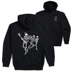 Guys Lacrosse Hooded Sweatshirt - Skeleton Offense (Back Design) [Adult Medium/Black] - SS