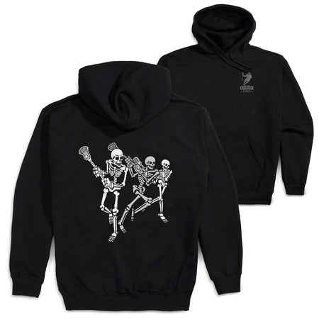 Guys Lacrosse Hooded Sweatshirt - Skeleton Offense (Back Design) [Adult Medium/Black] - SS