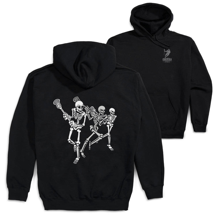 Guys Lacrosse Hooded Sweatshirt - Skeleton Offense (Back Design) [Adult Medium/Black] - SS