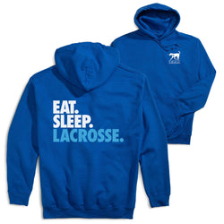 Girls Lacrosse Hooded Sweatshirt - Eat. Sleep. Lacrosse. (Back Design)  [Youth Large/Royal] - SS