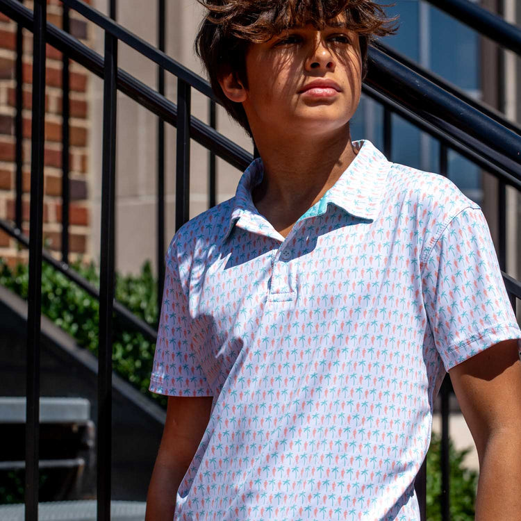 Guys Lacrosse Short Sleeve Polo Shirt - Island Breeze [Youth Medium] - SS