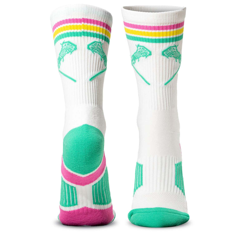 Girls Lacrosse Woven Mid-Calf Socks - Crossed Sticks - Miami