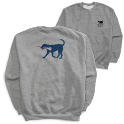 Girls Lacrosse Crewneck Sweatshirt - LuLa The LAX Dog (Blue) (Back Design)