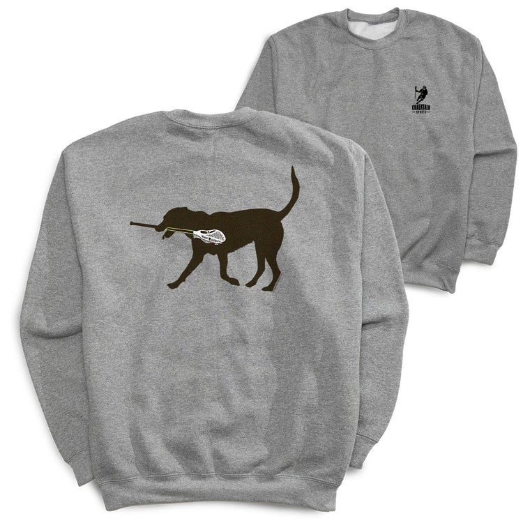 Guys Lacrosse Crewneck Sweatshirt - Max The LAX Dog (Back Design)