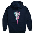 Girls Lacrosse Hooded Sweatshirt - Lacrosse Stick Heart (Back Design)