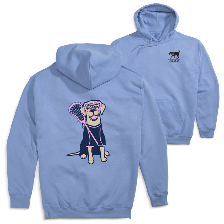 Girls Lacrosse Hooded Sweatshirt - Lily The Lacrosse Dog (Back Design)