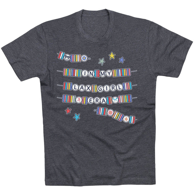 Girls Lacrosse Short Sleeve T-Shirt - In My Lax Girl Era [Youth X-Large/Charcoal] - SS