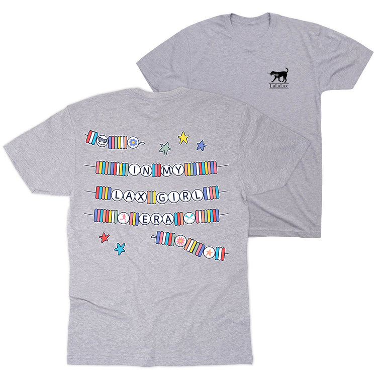 Girls Lacrosse Short Sleeve T-Shirt - In My Lax Girl Era (Back Design) [Adult Medium/Gray] - SS