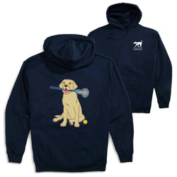 Girls Lacrosse Hooded Sweatshirt - Chase The Lax Dog (Back Design) [Adult Medium/Navy] - SS