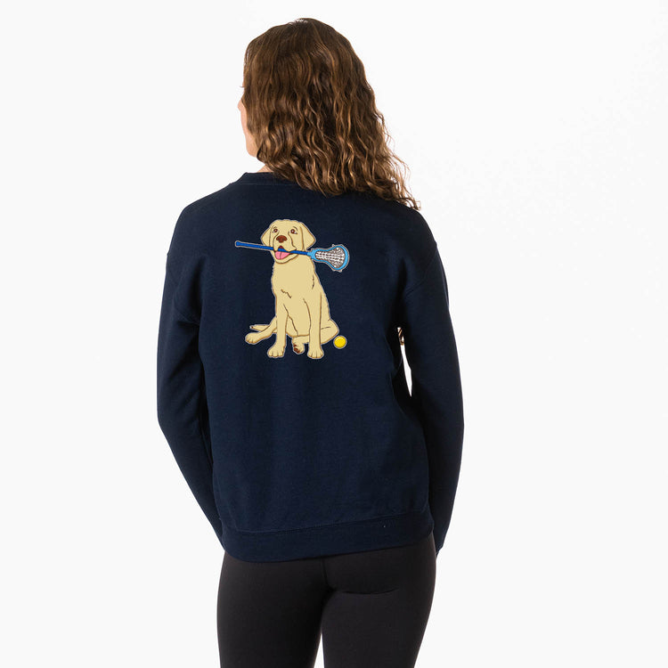 Girls Lacrosse Crewneck Sweatshirt - Chase The Lax Dog (Back Design)