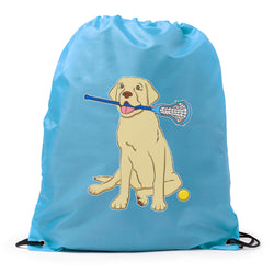 Girls Lacrosse Drawstring Backpack - Chase The Lax Dog 