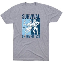 Guys Lacrosse Short Sleeve T-Shirt - Survival of the Fittest [Adult Medium/Gray] - SS