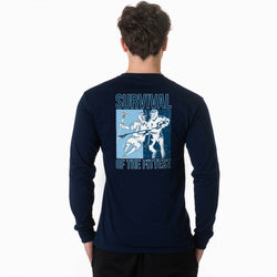 Guys Lacrosse Tshirt Long Sleeve - Survival of the Fittest (Back Design)