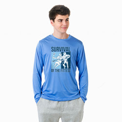 Guys Lacrosse Long Sleeve Performance Tee - Survival of the Fittest