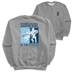 Guys Lacrosse Crewneck Sweatshirt - Survival of the Fittest (Back Design)