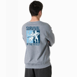 Guys Lacrosse Crewneck Sweatshirt - Survival of the Fittest (Back Design)