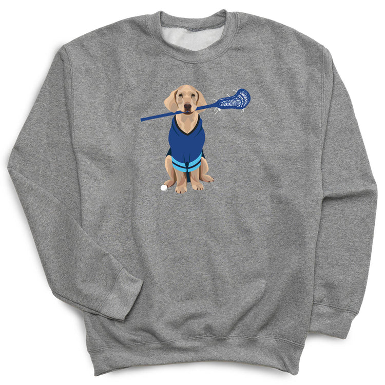 Guys Lacrosse Crewneck Sweatshirt - Laxer the Lacrosse Dog