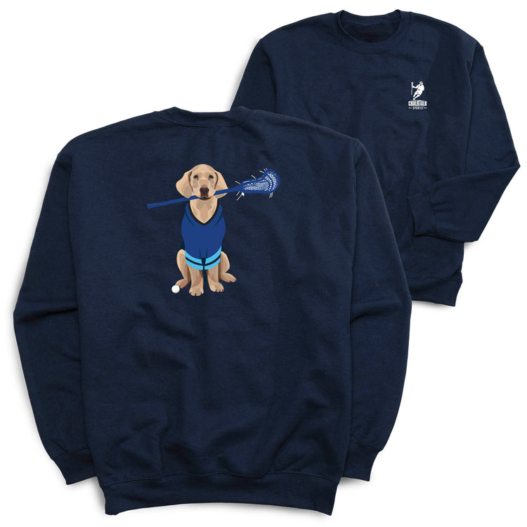 Guys Lacrosse Crewneck Sweatshirt - Laxer the Lacrosse Dog (Back Design)