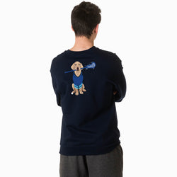 Guys Lacrosse Crewneck Sweatshirt - Laxer the Lacrosse Dog (Back Design)