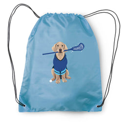 Guys Lacrosse Drawstring Backpack - Laxer the Lacrosse Dog