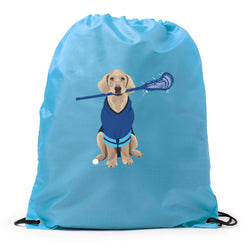 Guys Lacrosse Drawstring Backpack - Laxer the Lacrosse Dog