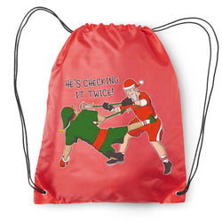 Guys Lacrosse Drawstring Backpack - Checking It Twice Lacrosse