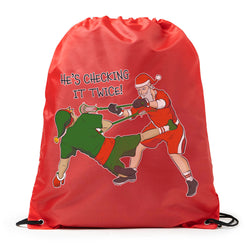 Guys Lacrosse Drawstring Backpack - Checking It Twice Lacrosse