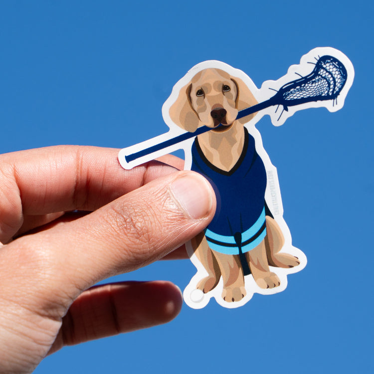 Guys Lacrosse Sticker - Laxer The Lax Dog